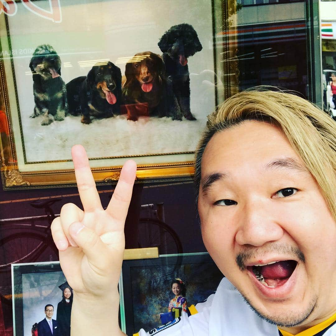 植田朝日さんのインスタグラム写真 - (植田朝日Instagram)「🐶🐶🐶﻿ 今日はダニーロくんと駒沢オリンピック公園に散歩がてら東京国際ユース、餃子フェスに行って来たぜ‼️﻿ ﻿ そして、植田ワンワンズがモデルとして店先に写真が飾られてる写真館の前でパチリ！w﻿ ﻿ 可愛いだろ〜‼️﻿ ﻿ #ダニーロ #愛犬 #植田ワンワンズ﻿ ﻿」5月6日 20時08分 - asahiman