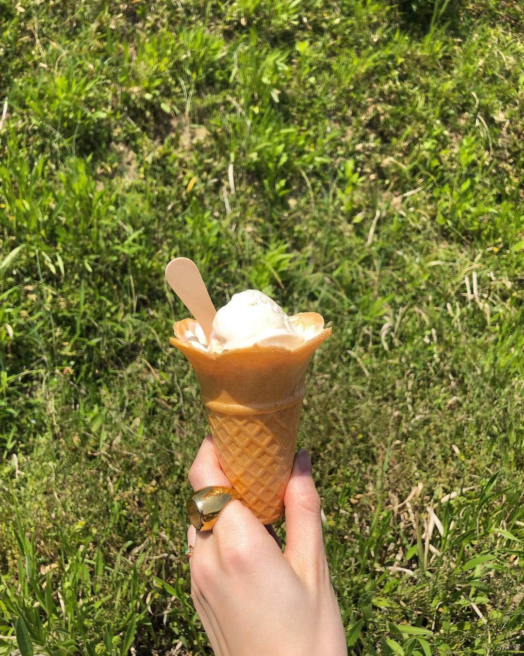 平木愛美のインスタグラム：「愛。す。🍦 大好きな家族と親戚みんなに、囲まれて。お天気に恵まれ、もう、最高の心地よさ。  ありがとう。愛！愛！愛！！！ 愛が溢れて、とまりません。  今回はじめてかな？GWという時に地元大阪と故郷の岡山に帰れて、 ばいばいが、いってきますが切ないのです。  上京当初から都内に戻る新幹線、感慨深かったのですが、もうさすがにって思うのだけど、今回ゆっくりめに帰れたし、やっぱり、変わらず感じるんだなぁ。  大切な人に会える、幸せ。 当たり前の、かけがえのないこと。ずーっと皆んなが元気で健康に笑って集まれますように。 . 👵👴とも、母とも、ハグしてばいばいするの！ してないかたは是非、どんどん、真似してほしいです🌼 いいよね、ぎゅーーーーー！  父には入れ違いで会えなかったので、東京ですぐ会いたいな〜🧡 大好きな友達にも会えて、時間たりないくらいにお喋りして、癒されました。  よんれんきゅう、めっっっちゃゆっくりできた気分。 令和最初におおきなパワーチャージ。 東京に帰って、明日からまたお撮影！しっかりパワフルにはっぴーに生きようーーーーー♡  #大阪 #岡山 #津山 #田舎 #故郷 #愛美ごころ」