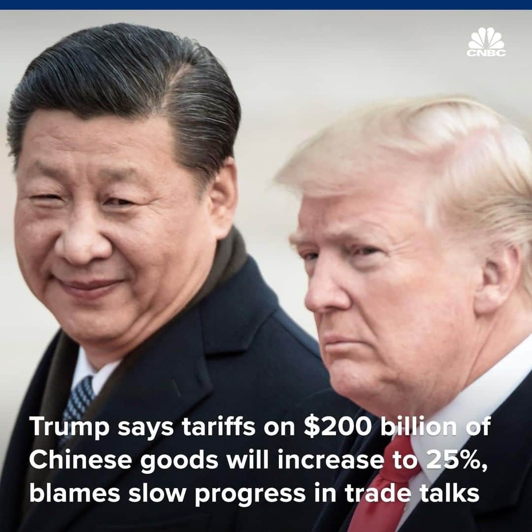 CNBCさんのインスタグラム写真 - (CNBCInstagram)「President Trump threatened Beijing with increased tariffs on Sunday, despite repeated claims by his administration in recent weeks that trade talks with Beijing were going well.⁣ ⁣ Trump tweeted that the current 10% tariffs on $200 billion worth of Chinese goods will rise to 25% this Friday.  In addition, Trump threatened to impose 25% tariffs on an extra $325 billion of Chinese goods “shortly.”⁣ ⁣ China said Monday its negotiators are still preparing to travel to the U.S. for trade talks this week, despite Trump's new threats.⁣ ⁣ The latest, at the link in our bio. ⁣ *⁣ *⁣ *⁣ *⁣ *⁣ *⁣ *⁣ *⁣ #china #unitedstates #usa  #internationalnews #internationalrelations #trade #tradewar #tariffs #policy #tradepolicy #trump #trumpadministration #business #news #economics #businessnews #cnbc」5月6日 21時23分 - cnbc