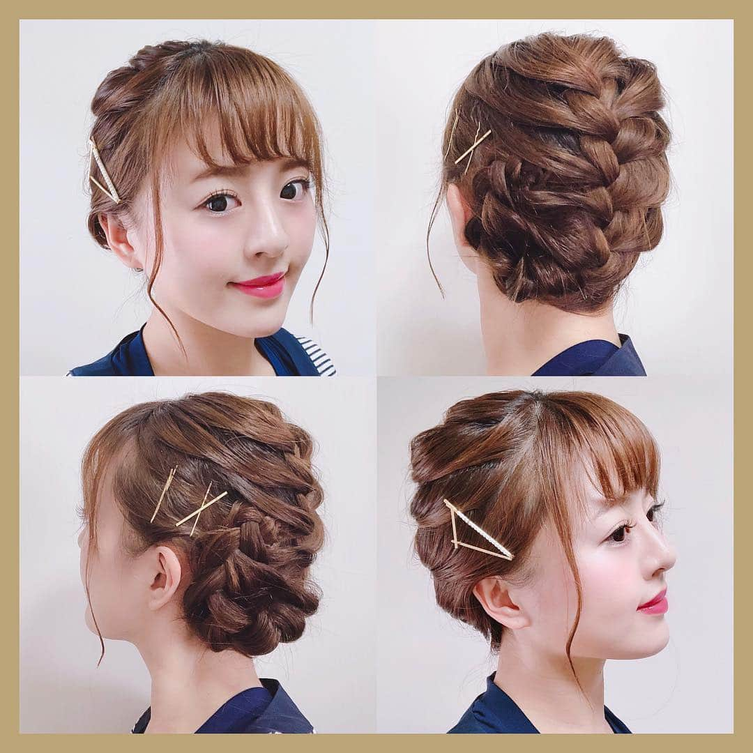 真衣ひなのさんのインスタグラム写真 - (真衣ひなのInstagram)「. ヘアアレンジ紹介｡･*･:≡(　ε:) . 💈バック編み込み 後ろ手で表編み込みしたら、 片側に寄せて毛先まで三つ編みにして ぐるっとまるめてピンで固定し、完成！ 少しカジュアル感も出すために ほぐして、ヘアピンで飾りました☺︎ . 投稿１列まとめチャレンジ！を始めて 数日‥ 気がついたことがあった。 これって単に一列にまとめるだけじゃなくて ３回に１回、髪型の更新を促される！ や、自分で始めたんやけどね🤣笑笑 多分気付いていない人の方が多いし 今回までにしましょかね💭 探すときには、 髪型 👉#ひなのへあかたろぐ コスメ 👉#ひなのこすめ 本気のなにか 👉#マイヒナノが本気で推す で出てきますので❤︎よろしければ☺︎ (動画用タグ、つぶやき用タグもあるよ) . #雨の日 #髪まとめがち #湿気を含んだ髪に気が滅入るから #結局降られなかった #それはそれで結果オーライ」5月6日 21時39分 - hinano_mai