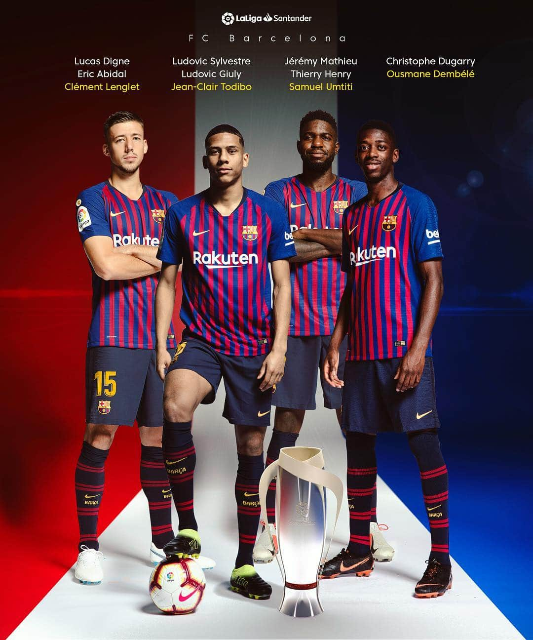 LFPさんのインスタグラム写真 - (LFPInstagram)「Best French player in @fcbarcelona history? 🇫🇷😏 These are the French Barça players who have won LaLiga Santander! 🏆 • #LaLiga #LaLigaSantander #Barça #France #Lenglet #Todibo #Umtiti #Dembele」5月6日 21時58分 - laliga