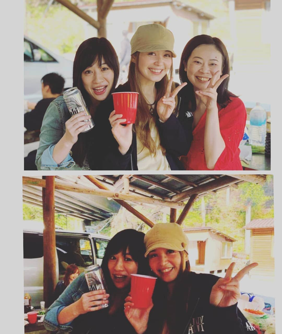 工藤亜耶さんのインスタグラム写真 - (工藤亜耶Instagram)「GW終わりましたな！あっちゅーまだった(._.)予定２日しかなかったけど。。。 ヨガとか台詞入れとかして、資料になりそなドラマ一気見してあっちゅーまだった(..)写真はBBQときの、サクラちゃん、藤原えりちゃんと！ 缶潰れとるがな！！久々のお酒でペロペロになり、帰りの車は爆睡でした(~o~) 今日からまた頑張ろう(^○^)」5月7日 8時18分 - ayakudou