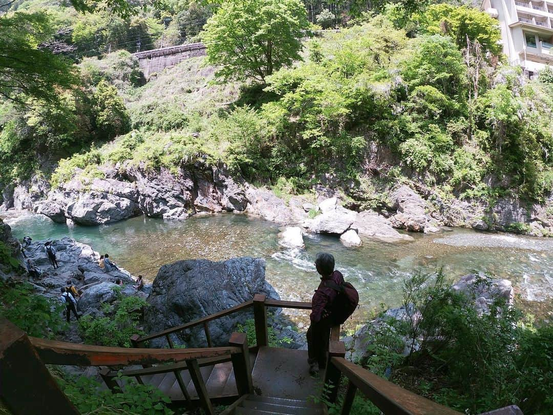 日下裕江さんのインスタグラム写真 - (日下裕江Instagram)「鳩ノ巣小橋下を流れる多摩川  やっぱり上流は 水が透き通って綺麗✨  岩場でお弁当食べてる人達多かった🍙  私も持って来たら良かったな✨ マイナスイオン 沢山浴びながら 絶対ご飯美味しいよね🤤💕 #多摩川 #多摩川上流 #水が綺麗 #鳩ノ巣小橋の下の川 #岩場でお弁当 #ハイキング #オアシス #マイナスイオン」5月7日 0時16分 - hiroe___h