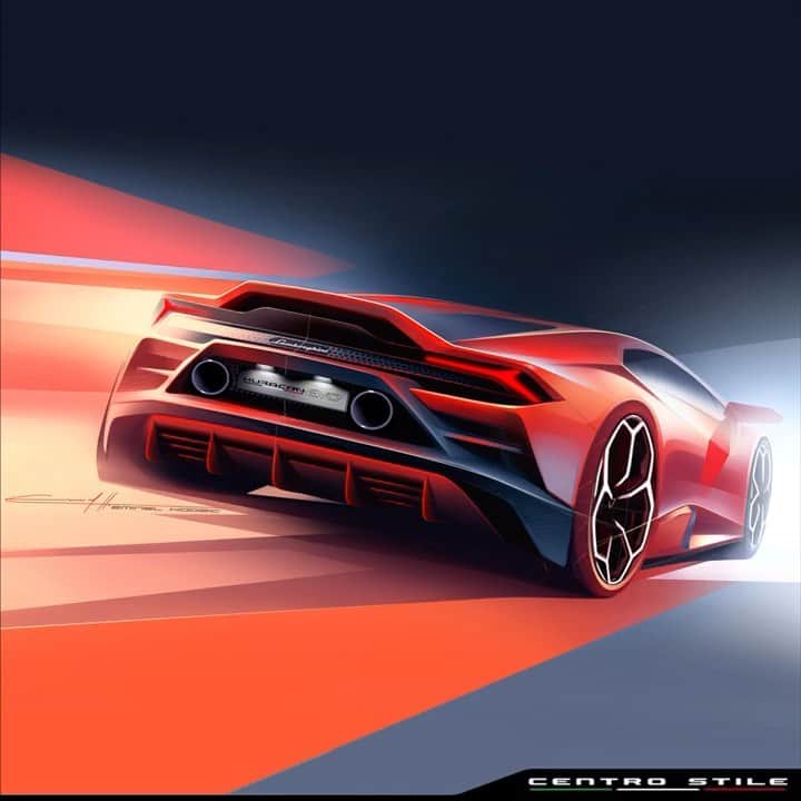 のインスタグラム：「Beauty has its own paths. And its own shape. Lamborghini Huracán EVO, designed by Centro Stile Lamborghini.  #Lamborghini #HuracanEVO #EveryDayAmplified #Sketch #CentroStileLamborghini」