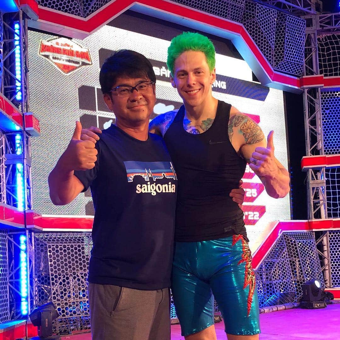 乾雅人のインスタグラム：「Happy Birthday“Captain NBC” Jamie Rahn @jamierahn 👍 ベトナムでお会いできた。ナイスガイやなぁ #americanninjawarrior #sasukevietnam #vietnam #ninjawarrior #sasuke2019」