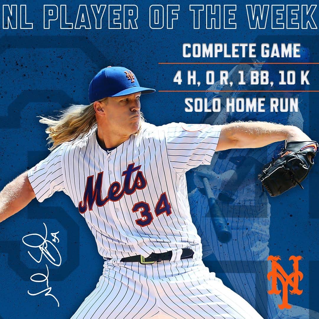 ニューヨーク・メッツさんのインスタグラム写真 - (ニューヨーク・メッツInstagram)「For his historic performance last week, @nsyndergaard has been named the NL Player of the Week. #Mets #LGM #Thor」5月7日 5時21分 - mets