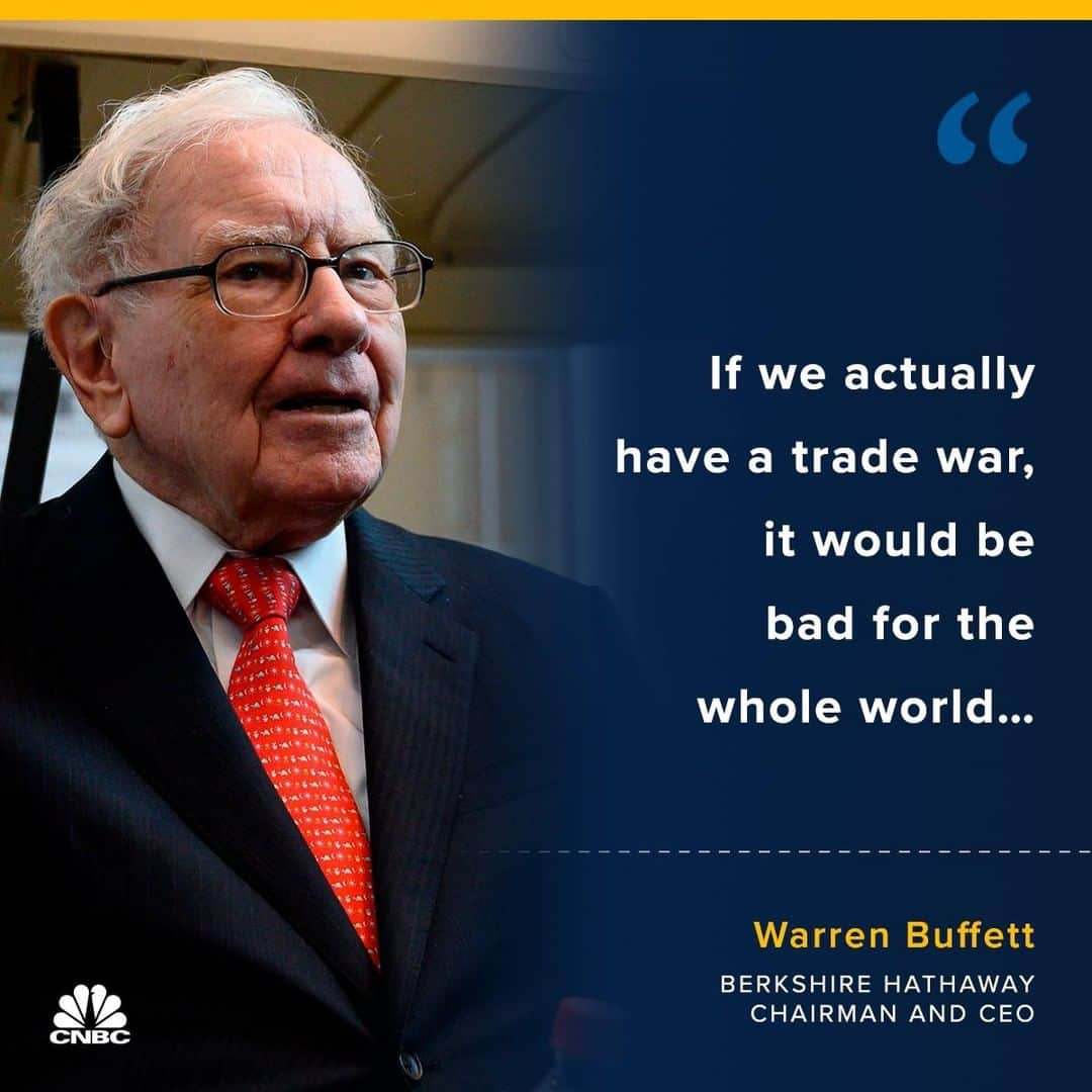 CNBCさんのインスタグラム写真 - (CNBCInstagram)「Warren Buffett says an escalation of the U.S.-China trade dispute would be bad for the whole world.⁣ ⁣ Buffett refused to put odds on how the trade talks would turn out or whether Trump would follow through on his tariff threat. He did note, though, that different people negotiate deals in different ways. Buffett added that the way Trump is negotiating with China is not how he would handle it “at all.”⁣ ⁣ You can read more on what Buffett had to say about China, at the link in bio.⁣ ⁣ #China #tradewar #WarrenBuffett #Buffett #Omaha #BerkshireHathaway #Trump #PresidentTrump #trade #tariffs #market #marketnews #stockmarket #stocks #negotiate #tips #style #persuasion #cnbc」5月7日 6時19分 - cnbc