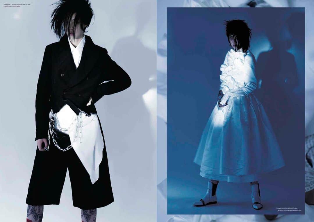 のインスタグラム：「発売中のPLEASE11より。  @commedesgarcons の特集はスタイリングをCOMME des GARÇONS にしていただきました。コレクションとはまた違う着こなしが見られます！ 編集も特別にしたいと思い、88歳の芸術家掛井五郎さんの作品と組み合わせてPLEASEらしさを出してみました。 #model #nini @unknownmodelmanagement  #artdirection by @atsushi_umezawa #styling by #commedesgarcons #hairandmakup by #takeoarai #photography by me #torukitahara #gorokakei #art #editorial #fashionshooting @please_tokyo」