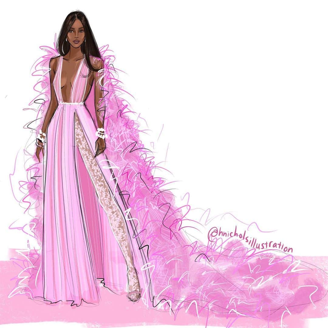 Holly Nicholsさんのインスタグラム写真 - (Holly NicholsInstagram)「Naomi in @maisonvalentino sketched with @procreate #camp #metgala #metmuseum #naomicampbell #fashionillustration #fashionsketch #metgala2019 #hnicholsillustration #campnotesonfashion #valentino #procreate #procreateart」5月7日 11時13分 - hnicholsillustration
