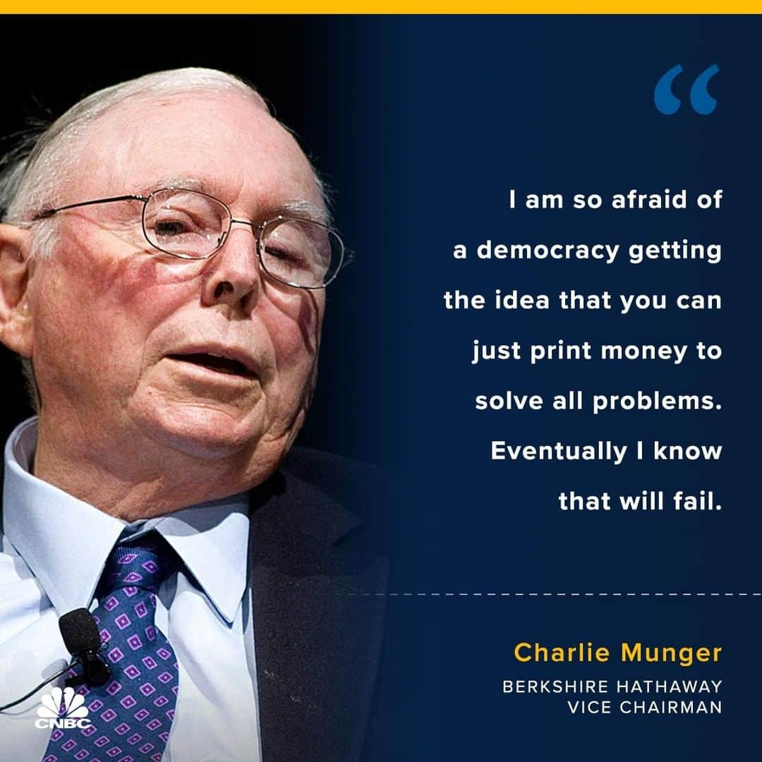 CNBCさんのインスタグラム写真 - (CNBCInstagram)「Political leaders in the U.S. and Europe shouldn’t push central banks to cut interest rates, Berkshire Hathaway Vice Chairman Charlie Munger said.⁣ ⁣ “In the end, if you end up printing too much (money), you end up like Venezuela,” he warned. Venezuela, which is now in the midst of an economic and humanitarian crisis, has been used as a cautionary tale about socialism.⁣ ⁣ Munger added that he didn’t think the U.S. was anywhere near a situation like that, but that it is dangerous when a democracy thinks it can print money to solve all of its problems.⁣ ⁣ You can read more, at the link in bio.⁣ ⁣ *⁣ *⁣ *⁣ *⁣ *⁣ *⁣ *⁣ *⁣ ⁣ #CharlieMunger #BerkshireHathaway #democracy #money #currency #fed #US #Europe #centralbank #business #economy #print #Venezuela #socialism #solutions #warnings #warning #cnbc」5月7日 19時55分 - cnbc