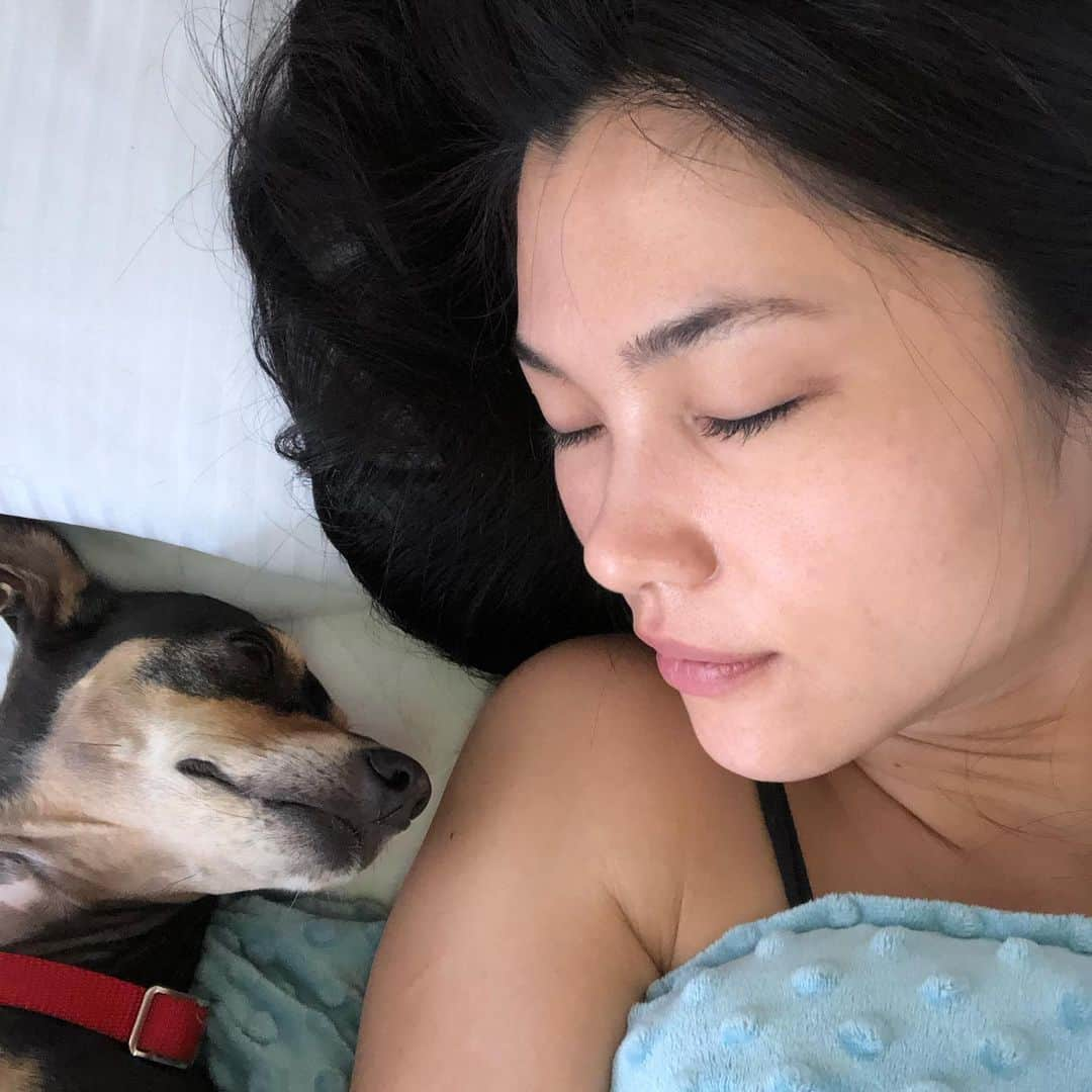 仲宗根梨乃さんのインスタグラム写真 - (仲宗根梨乃Instagram)「Sensitive girls 🐾🌟🌷 #goodmorning #Gagako. 🦋I love sharing sleeping moments with my kids. What’s your favorite moments with your animals? #rinoinstagram」5月8日 3時38分 - rinokinawa