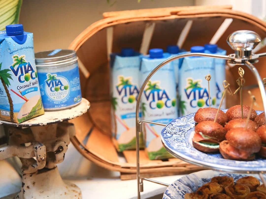 Vita Coco Coconut Waterのインスタグラム：「This is supposed to be a picture focusing on our coconut oil, but the finger sandwiches are really catching our eye.」