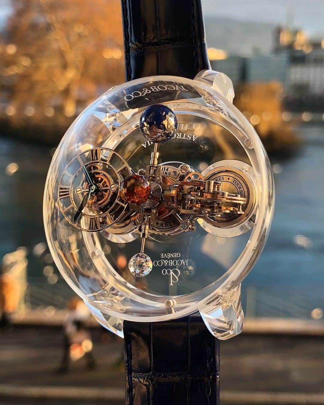 Daily Watchさんのインスタグラム写真 - (Daily WatchInstagram)「Up close with the @jacobandco Astronomia Sapphire. The flawless sapphire case provides a crystal clear view of the four-arm, gravitational triple-axis tourbillon Astronomia caliber 😍」5月8日 1時56分 - dailywatch