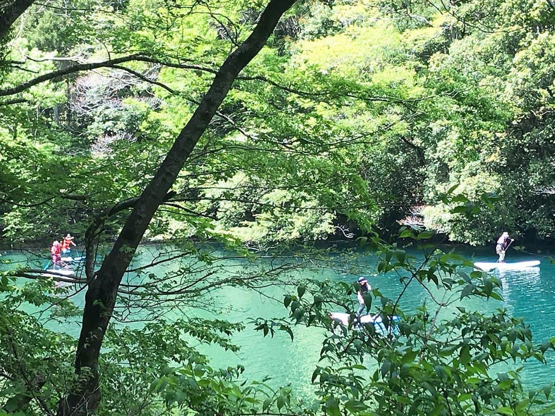 日下裕江さんのインスタグラム写真 - (日下裕江Instagram)「コバルトブルーの川  すっごい綺麗だった✨  色とりどりのサップボードがコバルトブルーの川の水に映えて可愛い💓  #白丸湖 #白丸ダム #コバルトブルーの川 #コバルトブルーの水 #サップボード #サップ #コントラスト #多摩川 #鳩ノ巣渓谷」5月8日 4時52分 - hiroe___h