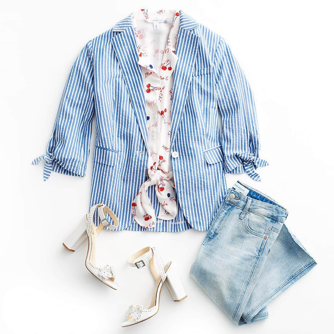 ロック&リパブリックのインスタグラム：「Mix things up for the office with cherries + stripes. Tap to shop The Outfit Bar #ootd at #Kohls.」