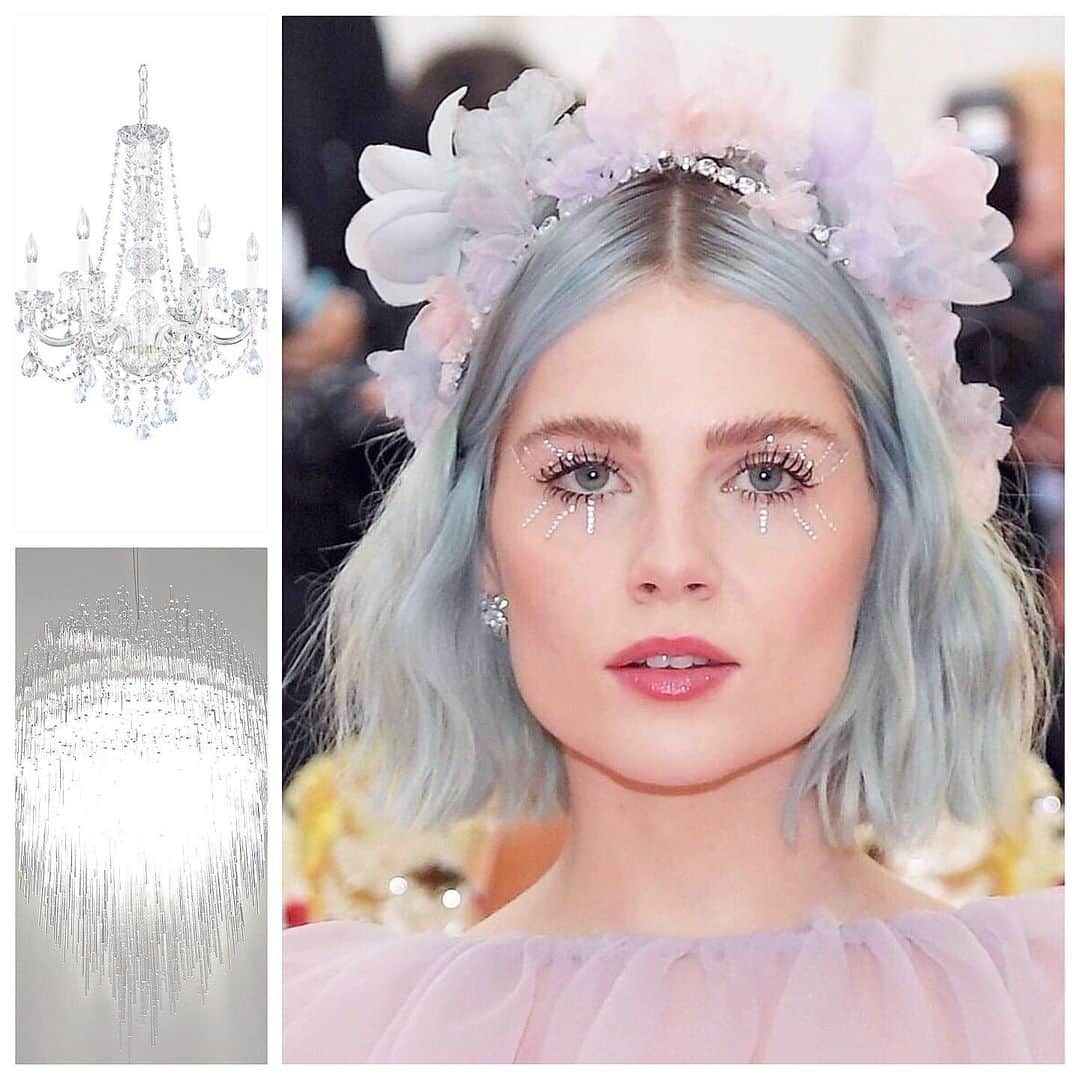 JO BAKERのインスタグラム：「L U C Y • B O Y N T O N 🇬🇧 Flamboyant flower fairy...inspired by dramatic chandeliers and pixie princess vibes!!! Dress @leithclark + @prada  Hair @jennychohair + @eddie_cook  Makeup by me #jobakermakeupartist using and #workingwithchanel #welovecoco for an elegant wearable take on the #metgala theme #camp !! #fairyprincess  #flowergirl  #pixie #fairy #midsummernightsdream  Would u wear this makeup??? 🧚🏻‍♂️」