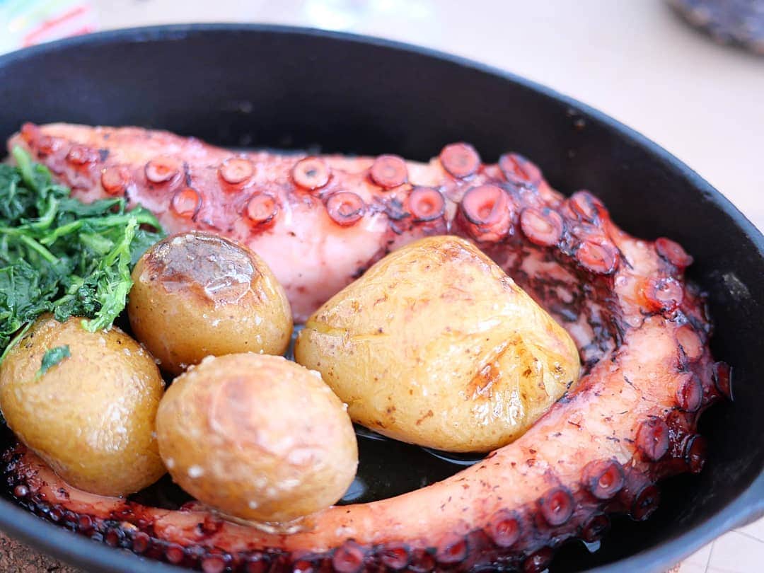 アン・カーティスのインスタグラム：「My go-to meal in Portugal. Pulvo. 🐙」