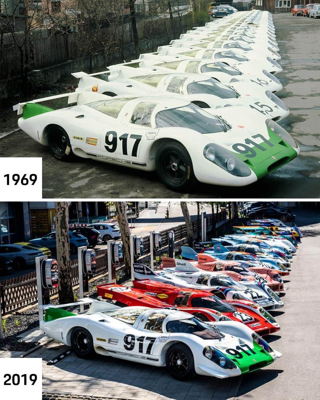 Porscheさんのインスタグラム写真 - (PorscheInstagram)「Brought back to where it all began: 2019 vs. 1969. The 917 at the Porsche site in Zuffenhausen. #Porsche917 #PorscheHeritage #PorscheMotorsport #Porsche #PorscheClassics #PorscheMuseum #PorscheRacing (📷: @remidargegenphotographies)」5月8日 22時24分 - porsche