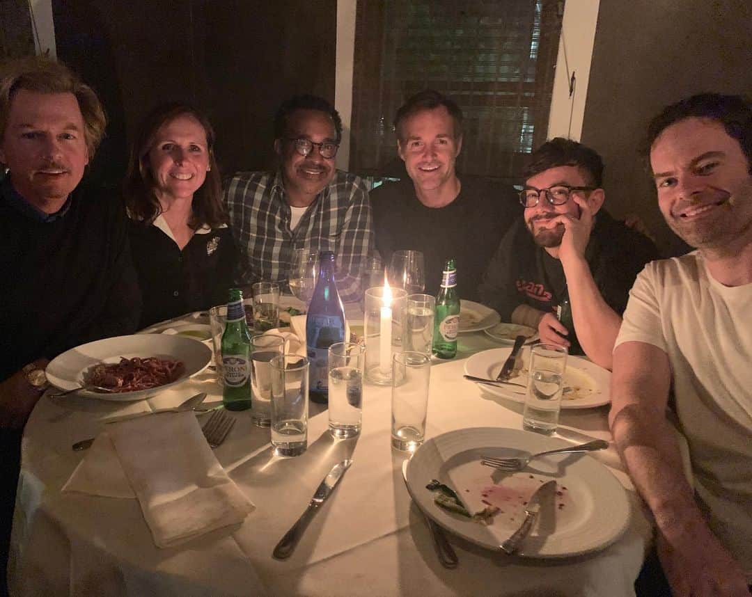 デヴィッド・スペードのインスタグラム：「Mix and match #snl night with Bill Hader, @jormataccone , Will Forte, Timmy Meadows and @theofficialsuperstar」