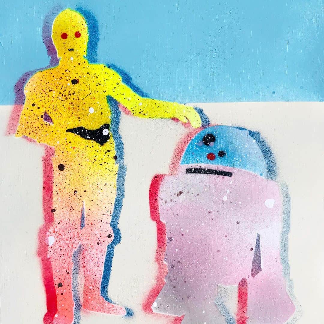 LOOTONEのインスタグラム：「LOOTONE Artwrok 2019 "STAR WARS" ステンシル作品 Size 205mm X 255mm "DJ Yoshifumi ✖️LOOTONE" ハンドペイント作品 Size 205mm X 255mm」