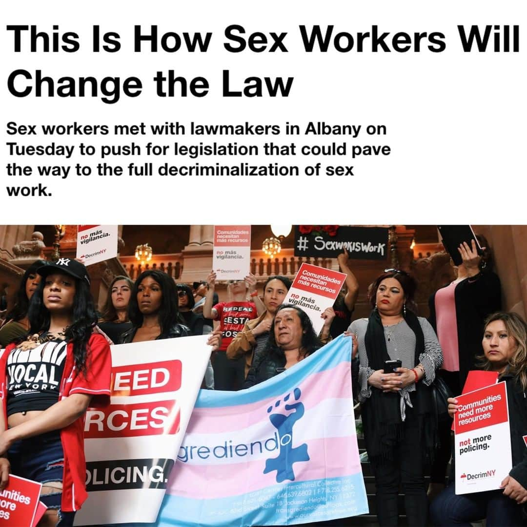 VICEさんのインスタグラム写真 - (VICEInstagram)「More than 100 sex workers, trafficking survivors, and advocates traveled to Albany, New York, on Tuesday to lobby state lawmakers on legislation that could pave the way to the full decriminalization of sex work in the state __  After a packed rally on the Capitol’s ornate Million Dollar Staircase, the throng broke up into 18 small groups to take a total of 50 meetings with legislators. In the closed-door sitdowns, they shared personal histories, debunked misconceptions about sex work, and explained why decriminalizing sex work—which includes repealing statutes that make trading sex a crime, passing proactive legislation to prevent the police harassment and profiling, and increasing economic resources for marginalized communities—is the only way to keep sex workers safe.  Link in bio to read.」5月9日 8時00分 - vice