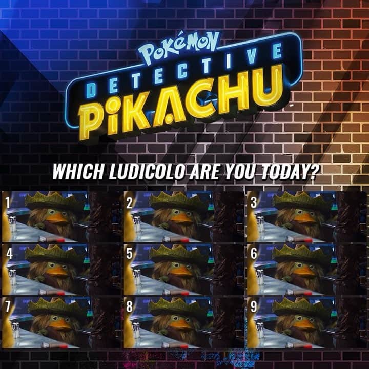 のインスタグラム：「[Screaming Intensifies]  #DetectivePikachu is just a few days away! Which Ludicolo are you today, Trainers?」