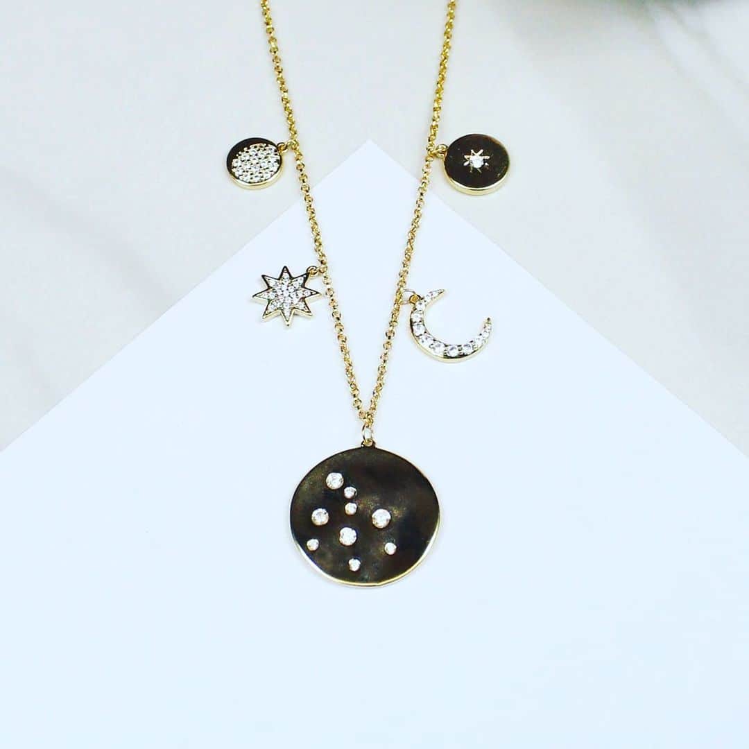 のインスタグラム：「What's better than our adorable charm necklace? The celestial vibes it kicks off. It really is the perfect layering piece! 💎⁣⠀ .⁣⠀ .⁣⠀ .⁣⠀ .⁣⠀ .⁣⠀ .⁣⠀ #jewelry #jewellery #necklace #ring #earrings #bracelet #gold #rings #accessories #jewelrygram #bling #jewels #sparkle #glitter #instajewelry #jewelrydesigner #bracelets #fashionjewelry #shine #pendant #earringsoftheday #earring #instajewelry #bohojewelry #bohemianjewelry #gypsyjewelry #glitter #bohostyle #bloggervibes #aboutalook⁣⠀」