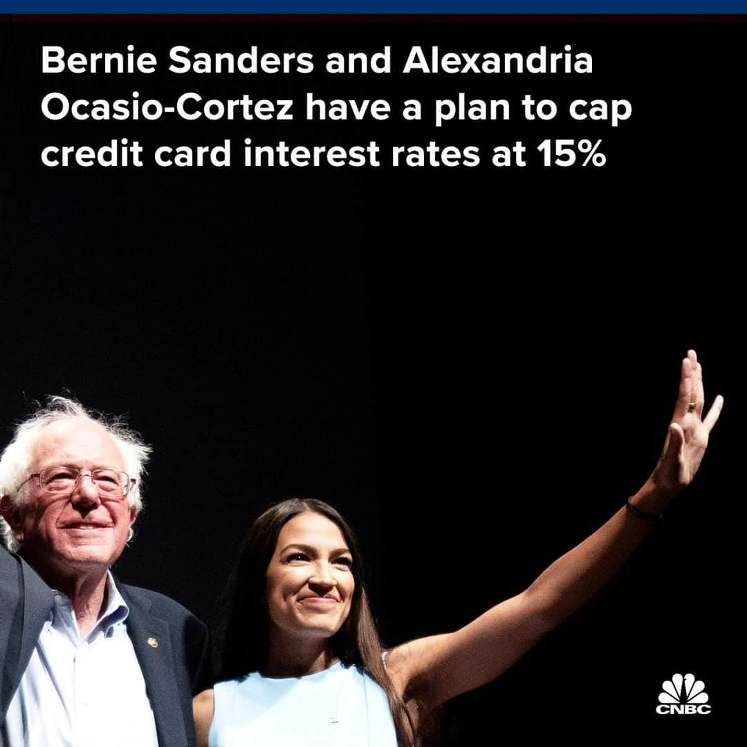 CNBCさんのインスタグラム写真 - (CNBCInstagram)「Sen. Bernie Sanders and Rep. Alexandria Ocasio-Cortez have a new target: credit card companies.⠀ ⠀ The lawmakers, who identify as democratic socialists, will unveil a plan Thursday to cap credit card interest rates at 15%, according to The Washington Post.⠀ ⠀ The measure aims to cut current rates significantly: in February, the average credit card interest rate sat at 17.41%, up from 16.15% a year earlier.⠀ ⠀ Sanders said: "Wall Street makes tens of billions from people at outrageous interest rates." He was "sure" the plan would face criticism, but added, "Maybe Congress should stand up for ordinary people."⠀ ⠀ The measure will have a tough time getting through Congress, particularly the Republican-held Senate. The bank industry will likely oppose it. ⠀ ⠀ More details, at the link in bio. ⠀ *⠀ *⠀ *⠀ *⠀ *⠀ *⠀ *⠀ #policy #economics #economicpolicy #politics #aoc #berniesanders #alexandriaocasiocortez #bernie #money #wealth #wallstreet #wallst #banking #finance #credit #creditcards #interestrates #debt #financialliteracy #moneymatters  #business #businessnews #CNBC⠀」5月10日 1時43分 - cnbc