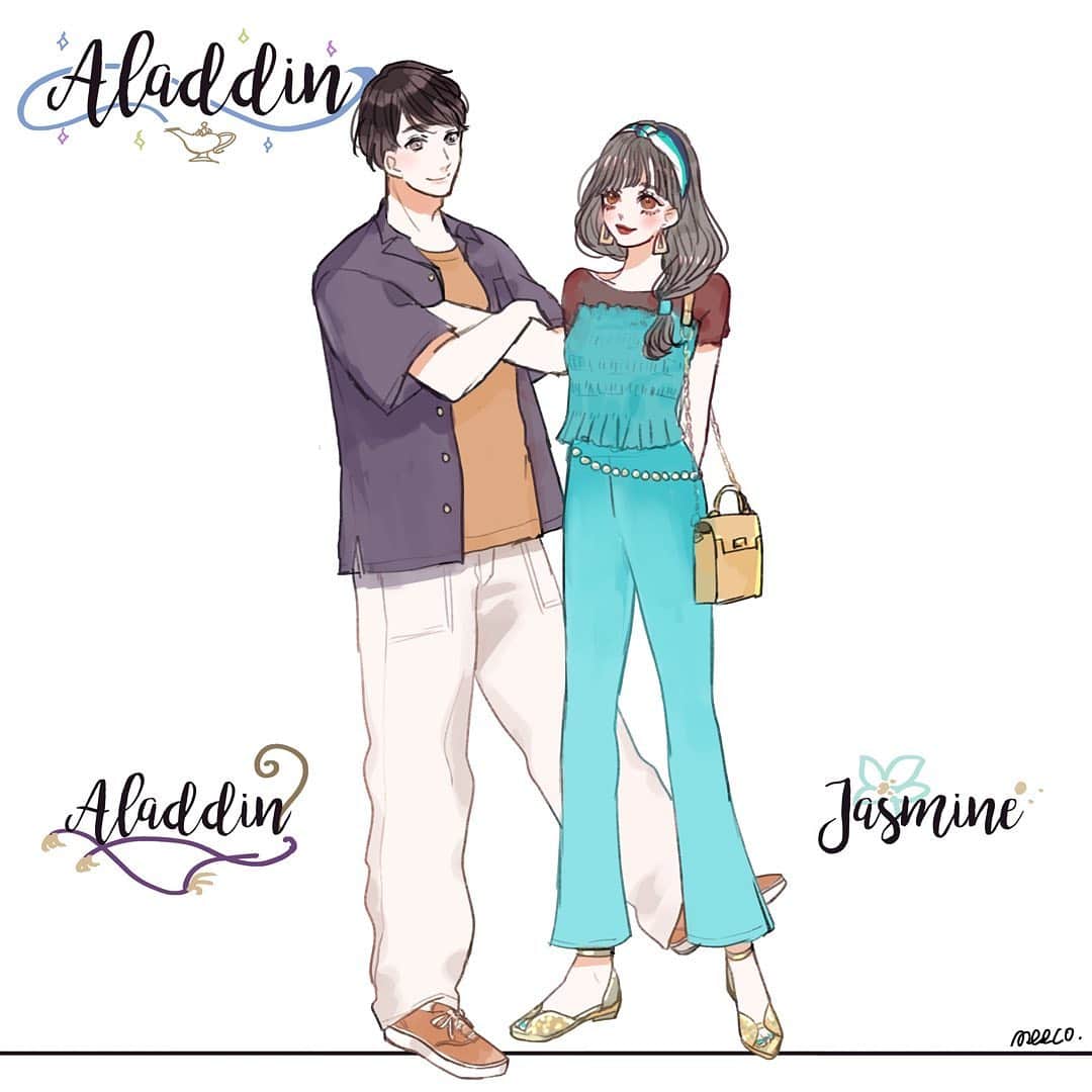 みーこさんのインスタグラム写真 みーこinstagram アラジンとジャスミンイメージの夏コーデ イラスト イラストレーター イラストグラム ファッション ファッションコーデ ファッションイラスト 春コーデ ディズニーコーデ 夏コーデ アラジン