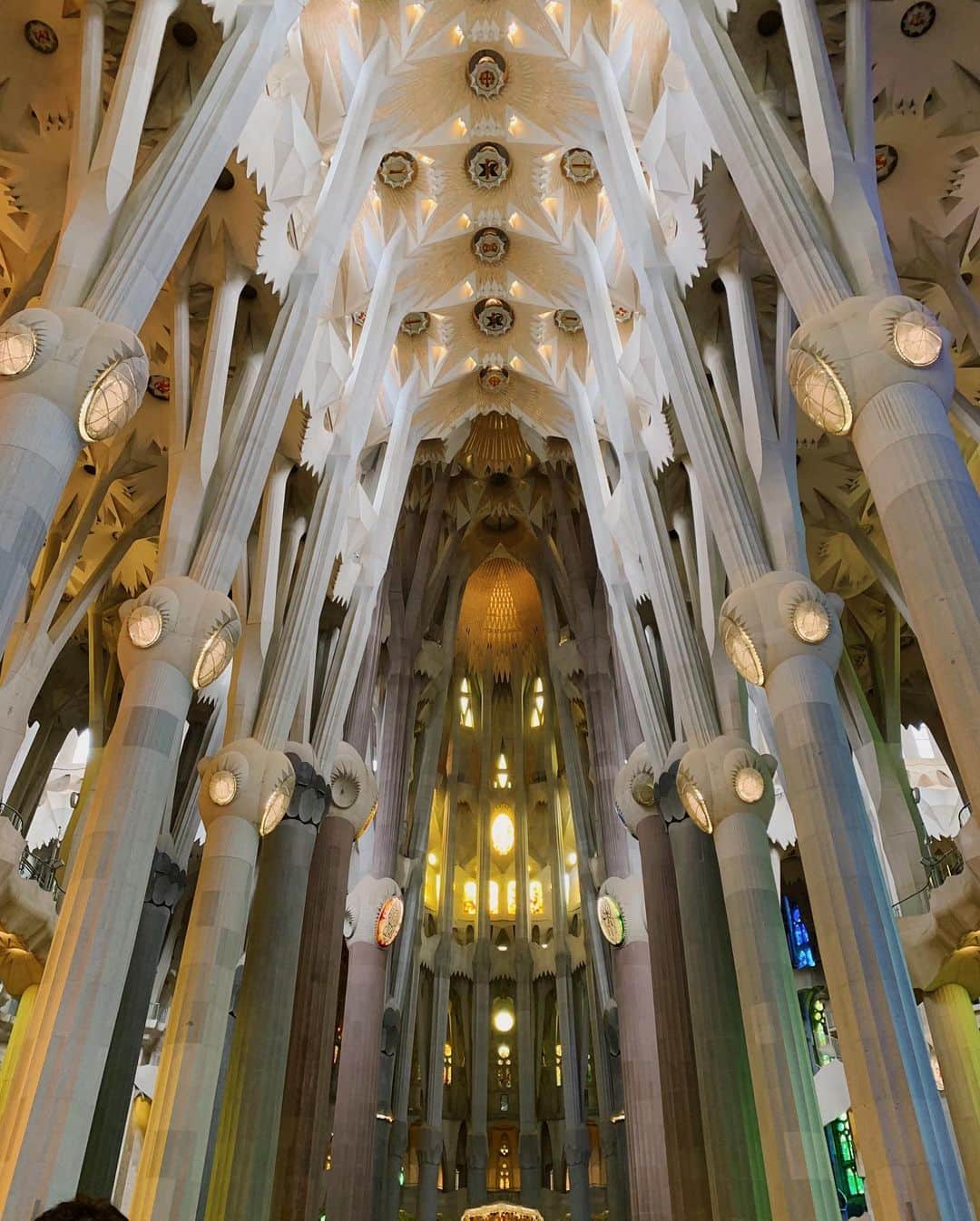 舟山久美子（くみっきー）さんのインスタグラム写真 - (舟山久美子（くみっきー）Instagram)「加工なしでこの色。 ずっとずっと来てみたかった サグラダ・ファミリア（Sagrada Família）に行ってきました。😌 こんなにも美しく開放的で未完成なのに完璧に思えてしまう建物に言葉が出ませんでした。 未完成な姿もとってもレアだなと嬉しいくらい。  ステンドグラスから差し込む光が清々しくも暖かくもありとっても心が穏やかになる。  写真や動画で少しでもみんなに届いたらいいなぁ。 本当に素晴らしかった。 これて良かった🥰  #サグラダファミリア #SagradaFamília #スペイン #アントニガウディ #gaudí #spain #世界遺産 #くみとりっぷ」5月9日 21時46分 - kumikofunayama