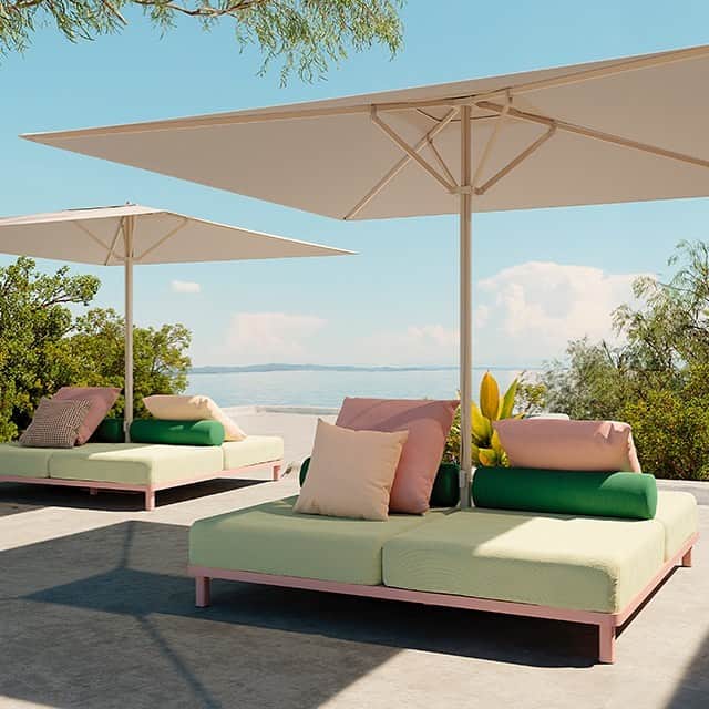 Design Milkさんのインスタグラム写真 - (Design MilkInstagram)「If you plan on spending lots of time outdoors in the shade this summer, you’re going to want to have a look at the ingenuity of Meteo, a collaboration between @kettal and @konstantingrcicdesign that features functional adaptations to an outdoor umbrella’s base – a sofa/daybed, a table, and a planter. \\\ designmilk.com」5月9日 23時54分 - designmilk