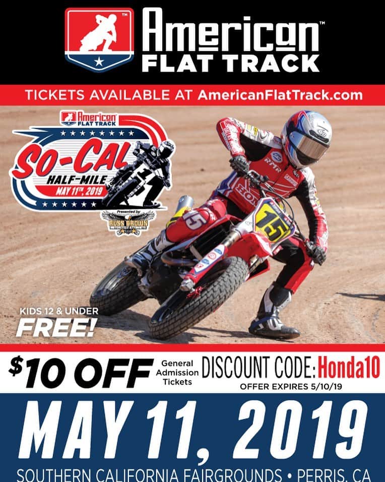 Honda Powersports USさんのインスタグラム写真 - (Honda Powersports USInstagram)「Come join us for @americanflattrack this Saturday in Perris,CA.  We are the official side-by-side sponsor for the series so check out the all-new Honda Talon at the @richiemorrisracing tent.  Remember to use the discount code HONDA10 for $10 off.  #CRF450R」5月10日 10時10分 - honda_powersports_us