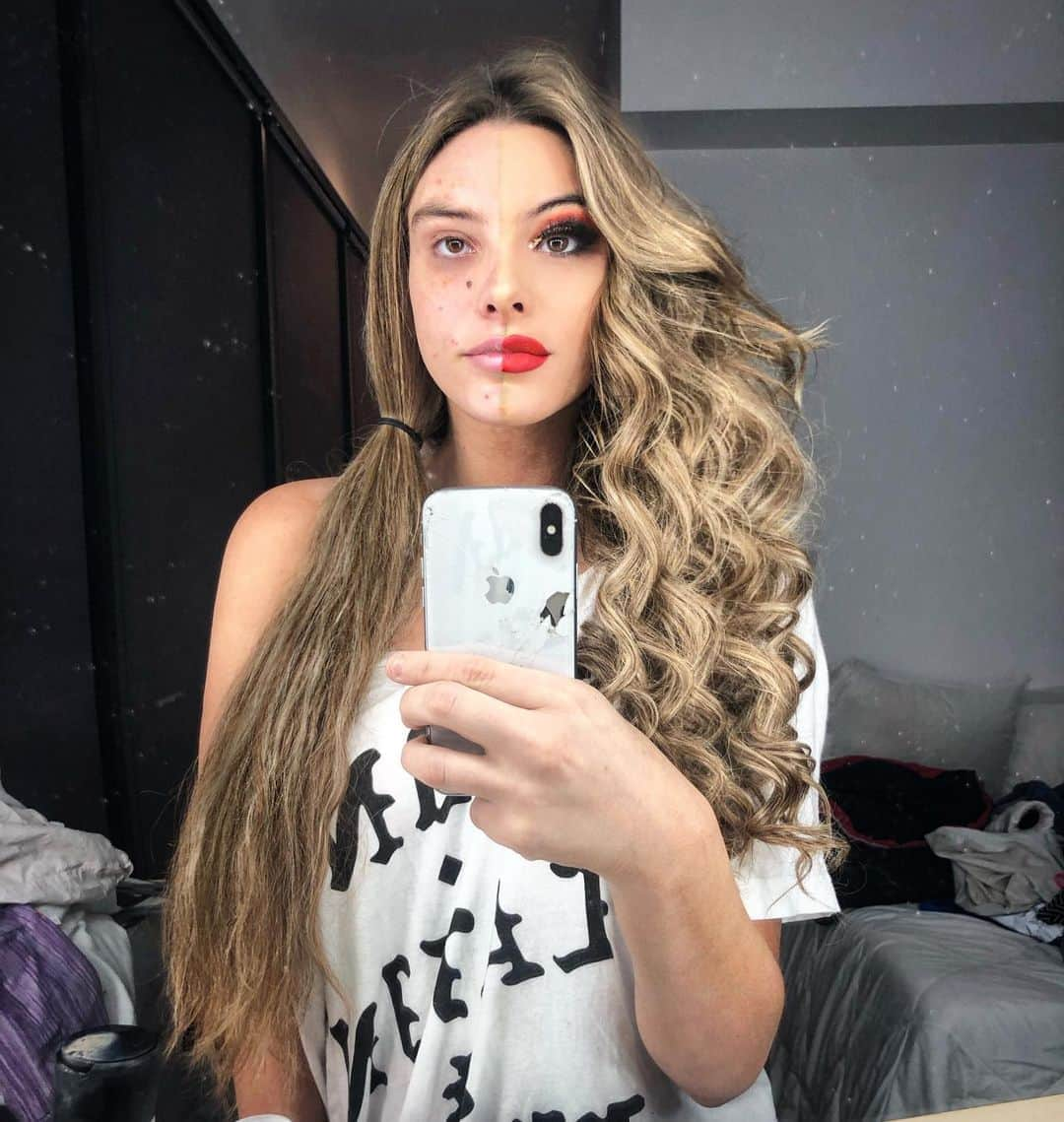 Leleponsさんのインスタグラム写真 - (LeleponsInstagram)「Natural vs glam 💄 (what half is better?) @lou_flores」5月10日 4時32分 - lelepons