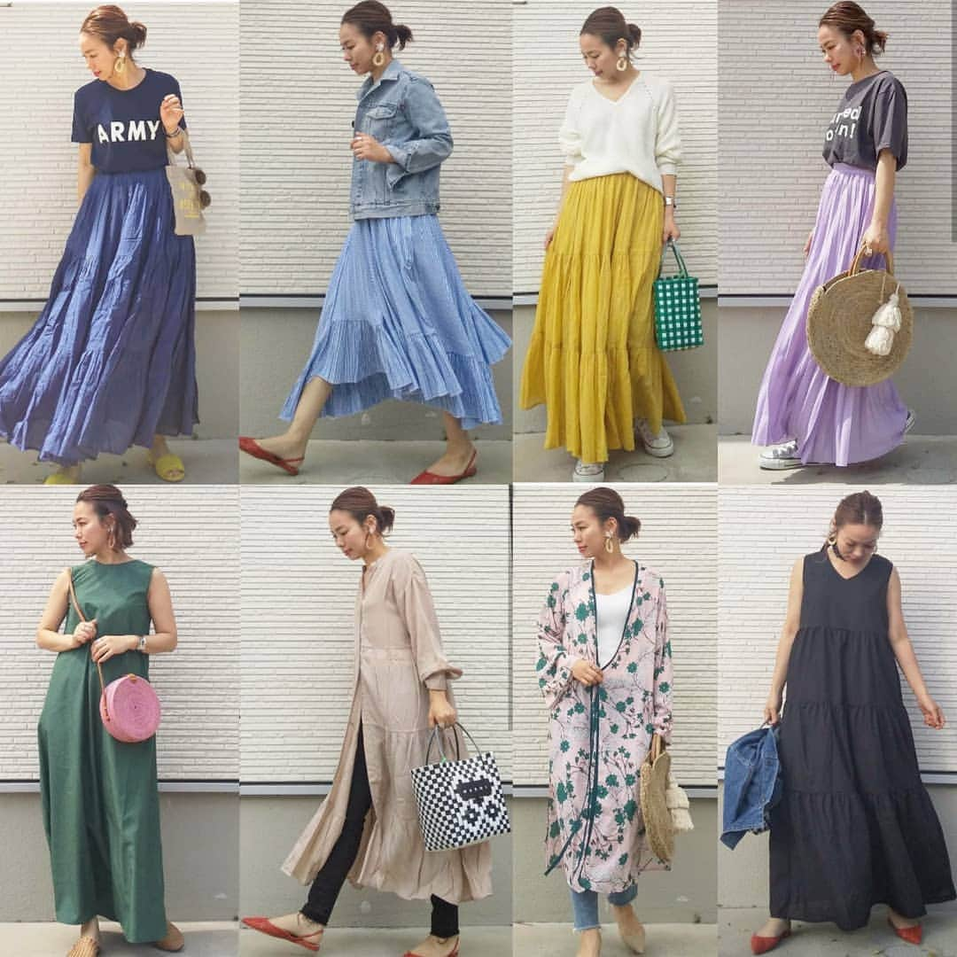 keicoさんのインスタグラム写真 - (keicoInstagram)「おまとめコーデ👗💕 ＿＿＿＿＿＿＿＿＿＿＿＿＿＿ #プチプラコーデ#韓国ファション #locari #プチプラファッション#マキシスカート#アラフォーコーデ #大人カジュアル#着回しコーデ #gジャン #カジュアル#ママコーデ#gumania #カジュアルコーデ#153cmコーデ#大人ファッション#zaraコーデ #guコーデ#スカートコーデ #おちびコーデ #mamagirl#オトナカジュアル#プリーツスカート #converse #GU#gustyle#ワンピース#春コーデ#今日のコーデ #ママスタ春コーデ#プチプラ」5月10日 6時37分 - loverara.loverara