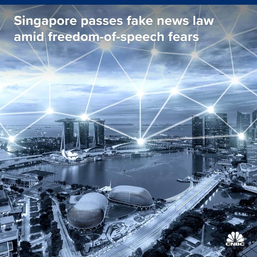 CNBCさんのインスタグラム写真 - (CNBCInstagram)「Singapore's parliament passed the Protection from Online Falsehoods and Manipulation Bill on Wednesday.⠀ ⠀ The law will require online media platforms to remove content the government considers to be false.⠀ ⠀ Penalties for perpetrators run as high as prison terms of up to 10 years or fines up to 1 million Singapore dollars.⠀ ⠀ The anti-fake news bill has been criticized by rights groups, journalists and tech firms over fears it could be used to clamp down on freedom of speech.⠀ ⠀ ⠀ Google and Facebook have said they see the law giving Singapore's government too much power over deciding what qualifies as true or false.⠀ ⠀ Details, at the link in our bio. ⠀ *⠀ *⠀ *⠀ *⠀ *⠀ *⠀ *⠀ *⠀ #singapore #freedomofspeech #censorship #fakenews #regulation #news  #internationalnews #businessnews #cnbc #cnbcinternational」5月10日 12時45分 - cnbc