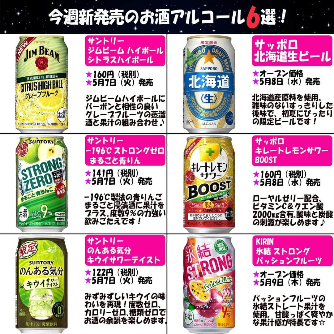 もぐナビさんのインスタグラム写真 - (もぐナビInstagram)「🍹🍷今週発売のお酒をまとめました🍸🍻⠀ .⠀ 🔶アルコールを含む飲料であるため、未成年の方は召し上がれません。.⠀ .⠀ *****⠀ ⠀⠀⠀⠀ #新商品 #新発売 #ビール #チューハイ #もぐナビ⠀」5月10日 21時00分 - mognavi.jp
