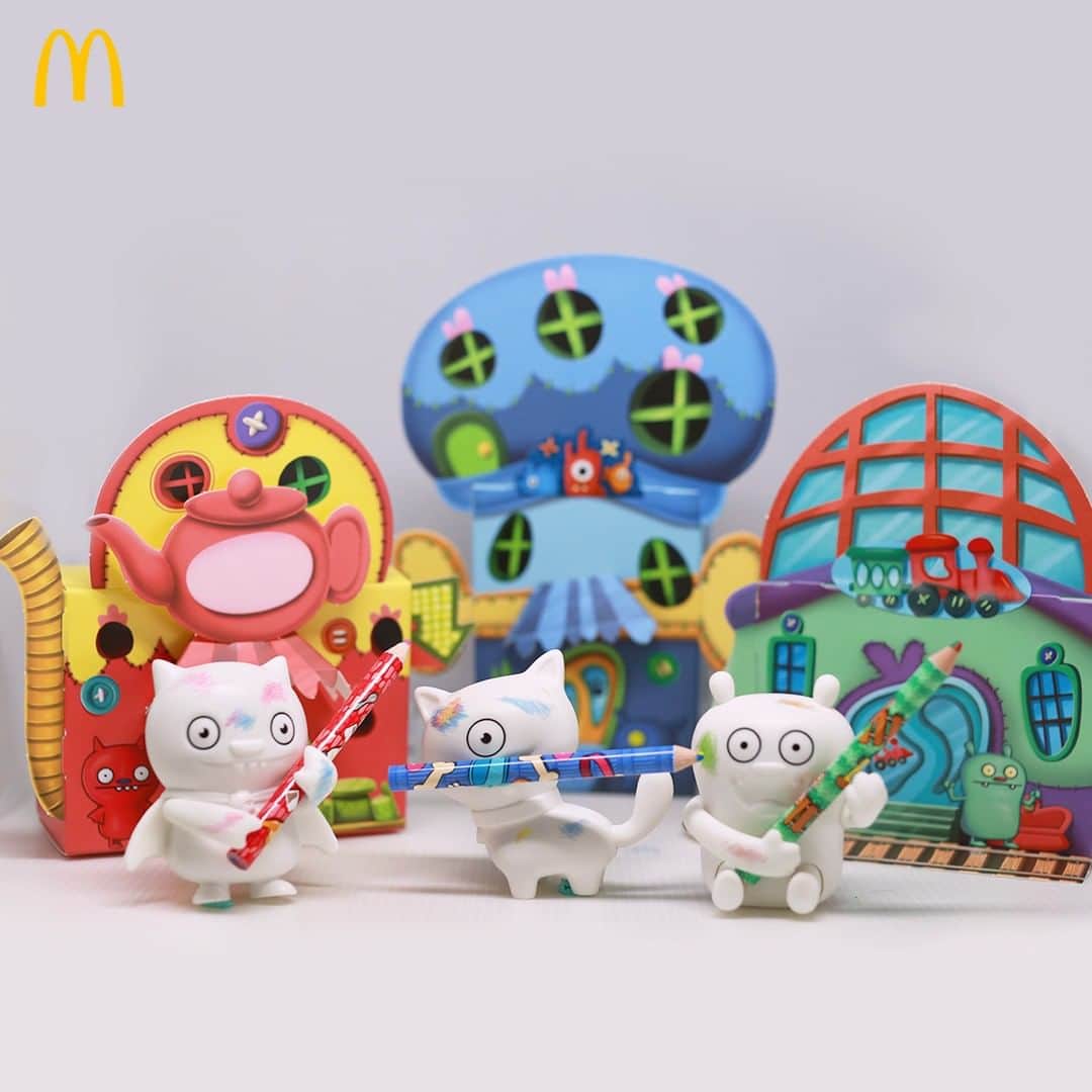 McDonald's Philippinesのインスタグラム：「Want to run your own tea shop, pet shop, or train station? Our Ugly Dolls toys are excited to dream it with you! Collect them with every Happy Meal—don’t forget to share photos with us! Available on McDelivery.」