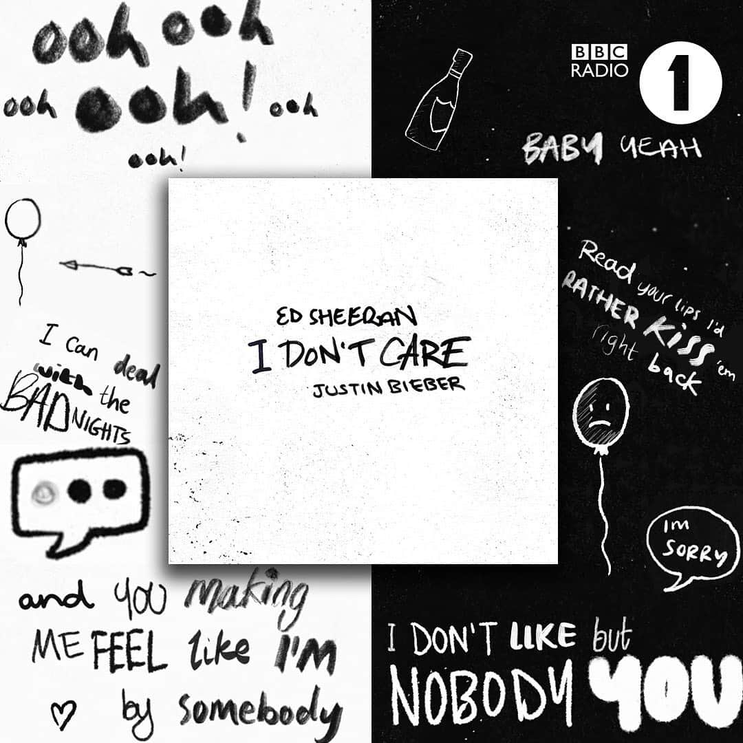 BBC Radioさんのインスタグラム写真 - (BBC RadioInstagram)「THE collab is here. @justinbieber x @teddysphotos #IDontCare is being played on Radio 1 throughout the day. What’s your favourite lyric? ✏️🖤」5月10日 18時41分 - bbcradio1