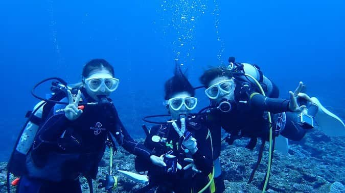 吉田夏海さんのインスタグラム写真 - (吉田夏海Instagram)「石垣島でダイビングしてきたよ🐠✨✨✨ . 今回はマンタ探しでマンタスクランブルをぐるぐる🏝 . 久しぶりのダイビングだったから口呼吸が怖くて息できないかと思ったけど慣れてきたから潜れたさぁ🥺💭 . マンタさんはいなかったんだけどウミガメのベイビーがソフトコーラルの上で休憩してたのが可愛かったなぁ💗💗💗 . 海の中の世界はキレイすぎて癒された🐳✨ . まゆちゃんはダイビングにハマってめちゃ潜ってるからプロってたし、ゆんはイントラさんに引っ張ってもらってボストンバッグみたいだったよ🤣（7枚目見てねw） . 今度はアドバンスのライセンスを取りに行きたいなぁ☀️ . #okinawa #ishigakiisland  #diving #沖縄 #石垣島 #ダイビング」5月10日 22時38分 - natsumiiiiiiiiiii