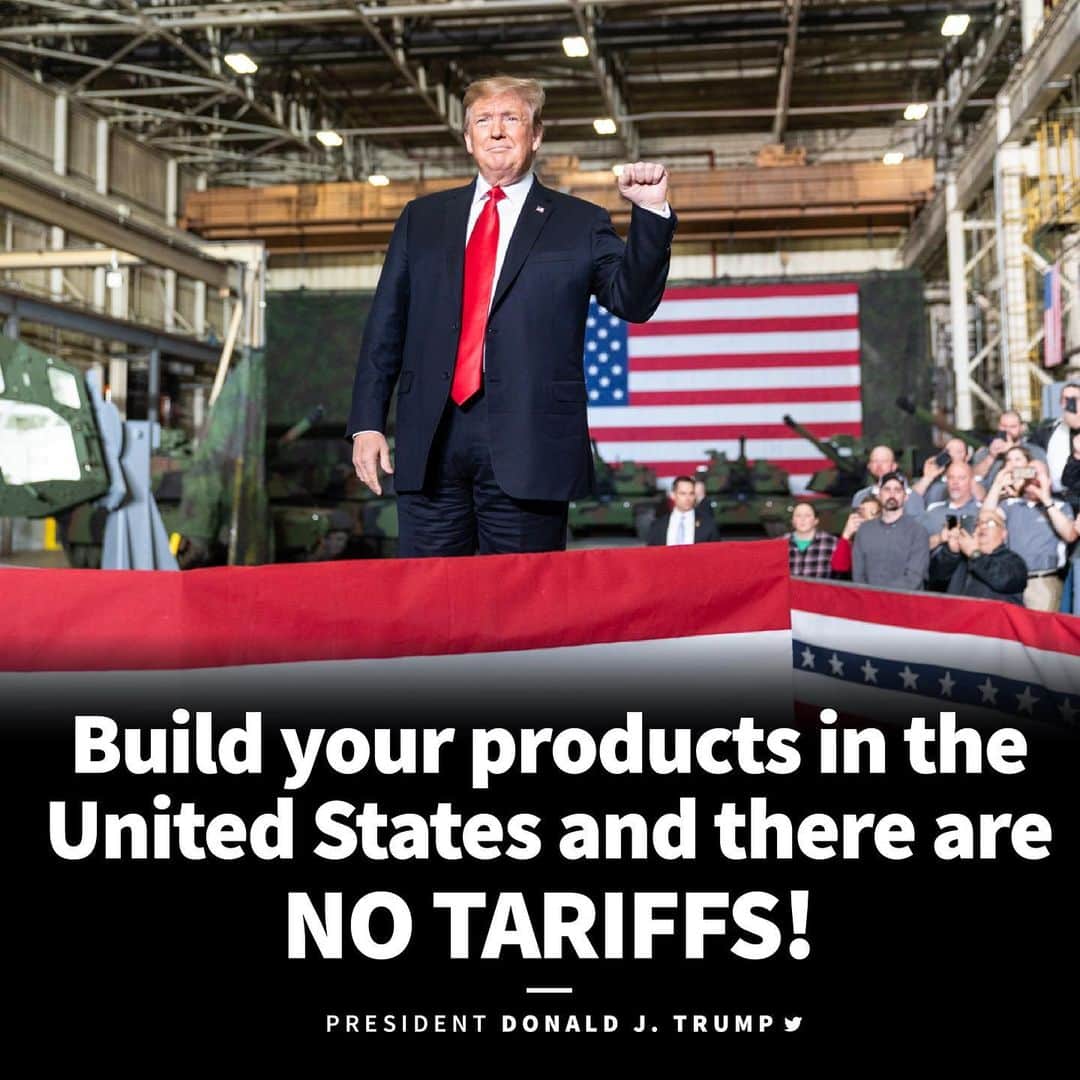 ドナルド・トランプさんのインスタグラム写真 - (ドナルド・トランプInstagram)「Build your products in the United States and there are NO TARIFFS!」5月10日 23時04分 - realdonaldtrump