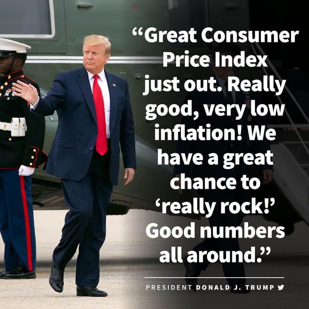 ドナルド・トランプさんのインスタグラム写真 - (ドナルド・トランプInstagram)「Great Consumer Price Index just out. Really good, very low inflation! We have a great chance to “really rock!” Good numbers all around.」5月10日 23時07分 - realdonaldtrump