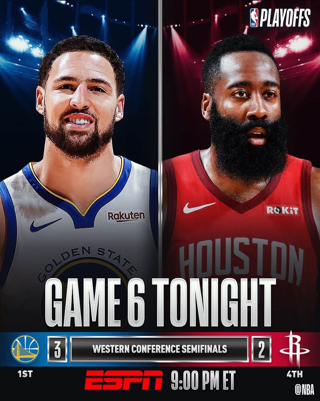 NBAさんのインスタグラム写真 - (NBAInstagram)「It’s WIN or Go Home for the @houstonrockets as the @warriors look to advance to the Western Conference Finals... 9:00pm/et @nbaonespn!」5月11日 0時45分 - nba