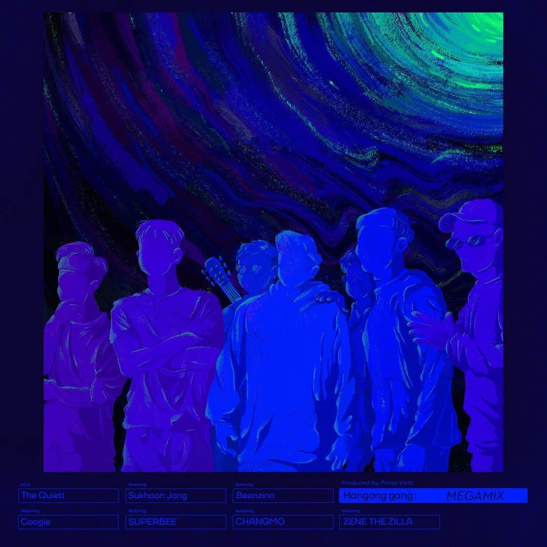 thequiettのインスタグラム：「“한강 gang megamix” 가 나왔습니다! featuring 장석훈, CHANGMO, Coogie, SUPERBEE, Beenzino & ZENE THE ZILLA 🖼 by @inch_inch_inch」