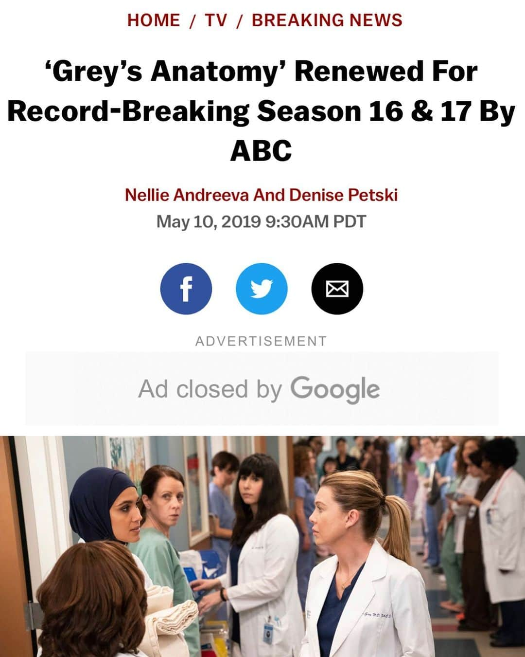 カテリーナ・スコーソンさんのインスタグラム写真 - (カテリーナ・スコーソンInstagram)「Wow! Wow! Oh my goodness! Hooray for Shondaland and for the whole Grey’s Anatomy family!! Congrats to @kristavernoff on this AND Station 19!! Hooray!!! ❤️」5月11日 7時31分 - caterinascorsone