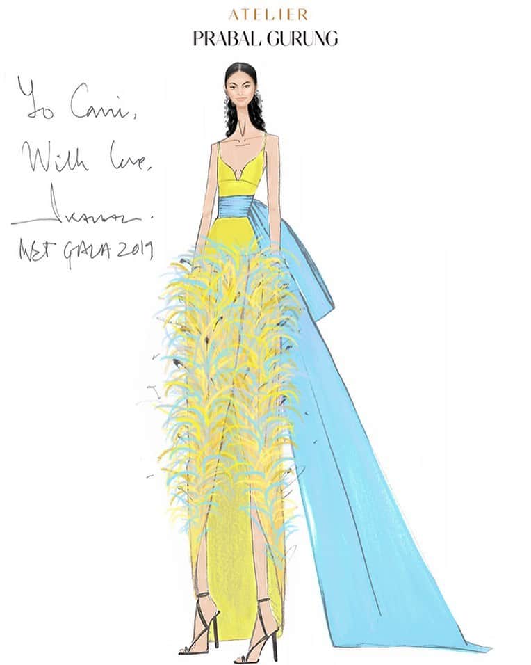 プラバルグルンさんのインスタグラム写真 - (プラバルグルンInstagram)「Camila has such a bright and cheerful disposition, something Prabal was immediately drawn to when designing her Atelier Prabal Gurung Met Gala gown. She evokes joy, happiness and levity, which led us to the canary yellow hue of her gown. Elevated with hundreds of hand embroidered feathers and finished with an oversized taffeta bow, we celebrate the essence of Camila with our couture ideals.  Styled with @jasonbolden  Now available for pre-order at @modaoperandi at the link in our bio.  #pgworld #pgmuse #beautywithsubstance #StrongerInColour #modernglamour #metgala #metcamp」5月11日 23時48分 - prabalgurung