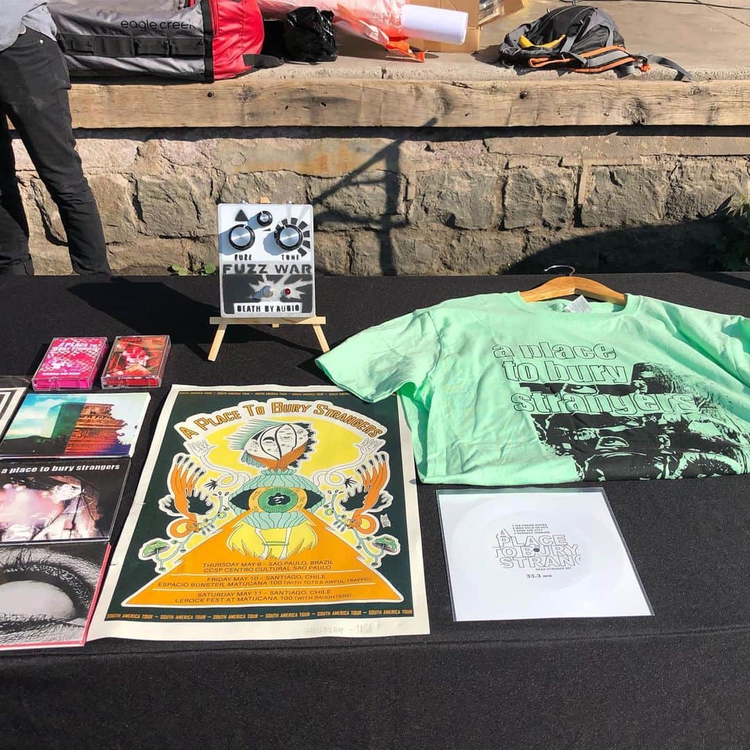 A Place to Bury Strangersのインスタグラム：「Sweet merch table at @lerockfest in Santiago Chile」