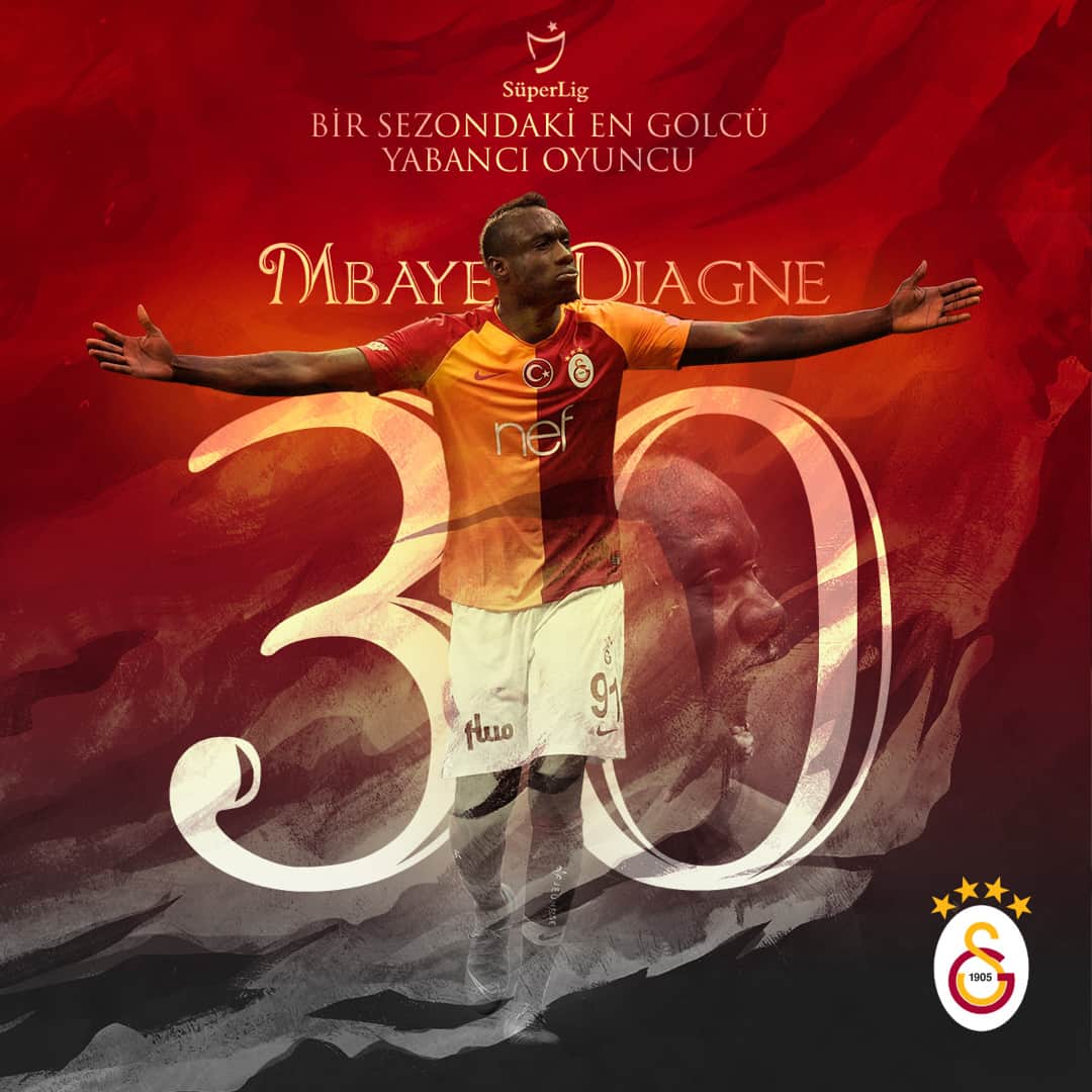 ガラタサライSKさんのインスタグラム写真 - (ガラタサライSKInstagram)「👑 Mbaye Diagne (@mbayediagne909), Süper Lig tarihinde bir sezonda en fazla gol atan yabancı oldu (30).」5月12日 0時13分 - galatasaray