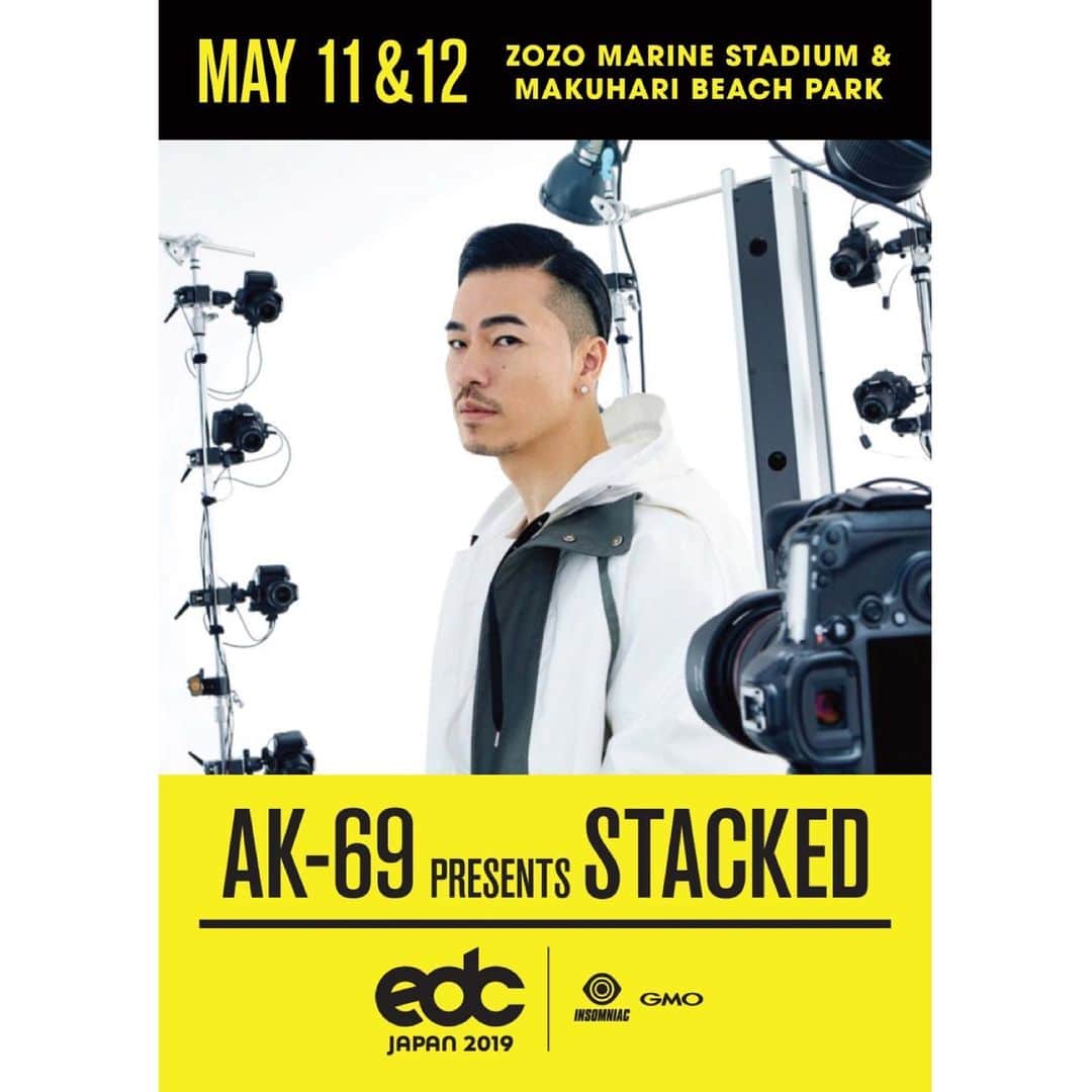 AK-69さんのインスタグラム写真 - (AK-69Instagram)「■2019.05.12（日）[幕張] EDC JAPAN 2019 @ZOZO MARINE STADIUM & MAKUHARI BEACH PARK - 世界的なミュージックフェスティバル「EDC」にAK-69が初参戦🔥 - “AK-69 presents Stacked”は、そのテーマのもとに、親交のある注目の若手から日本のレジェンドまで、様々なラッパー、DJをフィーチャリングゲストとして迎え、この日のための一日限定のAK-69のスぺシャルショーケースでお届けします！！ - 客演ゲストに 、 ・ACE1 ・CITY-ACE ・DJ RYOW ・DJ TY-KOH ・般若 ・Hideyoshi ・KOWICHI ・Lui Hua ・OZworld a.k.a R'kuma ・SOCKS ・SWAY ・ZEEBRA and more... の豪華メンツを迎えお送りします！ - #AK69 #edcjapan #edcjapan2019 #0512 #SpecialSet」5月11日 17時35分 - ak69_staff