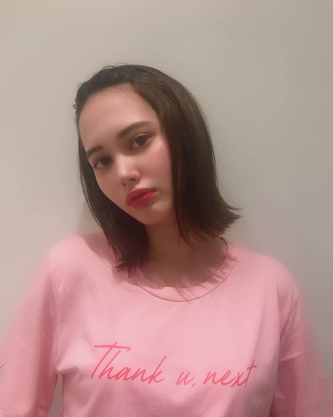 真間玲奈のインスタグラム：「髪伸ばす計画順調〜💗💜💗💜 #全然伸びない#おでこまるだしボブ」