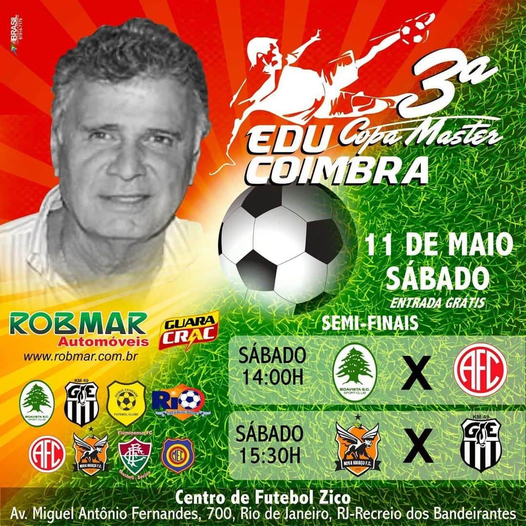 ジーコさんのインスタグラム写真 - (ジーコInstagram)「Sabado e dia de pelada e nada melhor do que prestigiar os ex jogadores do nosso futebol do Rio de Janeiro. Copa Master Edu Coimbra chegando nas semi-finais.As 14h Boavista x America e 15:30 Nova Iguacu x Gremio Seropedica. Os jogos serão realizados no Centro de Futebol Zico, no Recreio dos Bandeirantes, com entrada franca.」5月11日 19時31分 - zico